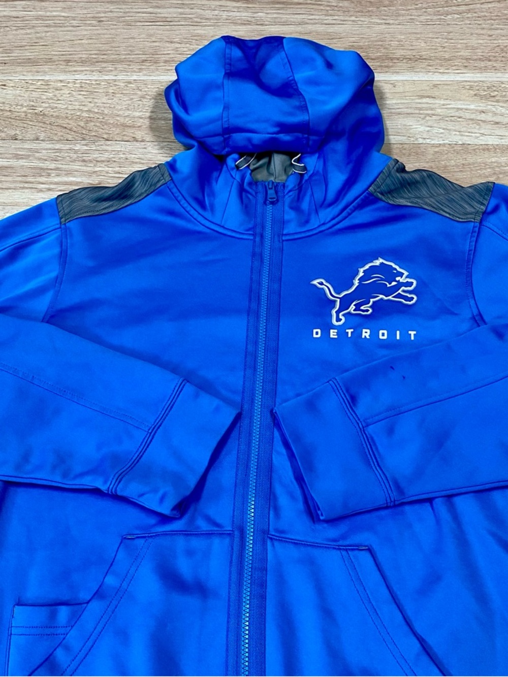 Detroit Lions Hooded Jacket Men’s L Blue Full Zip Fanatics NFL Football Hoodie